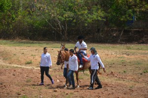 Foto 2 - Jovem atendido no projeto faz aula de equitação